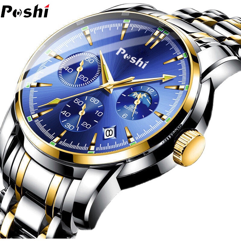 Poshi Đồng Hồ Thể Thao Tự Động Chống Thấm Nước Bằng Thép Không Gỉ Thời Trang Cho Nam