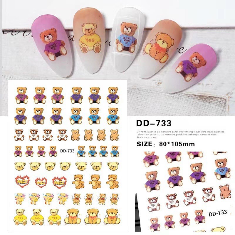 Dán móng tay hoạt hình gấu , công chúa các loại dán móng tay làm nails