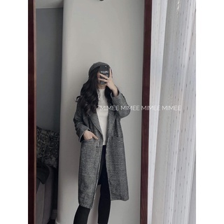 Áo khoác dạ kẻ tây mimee