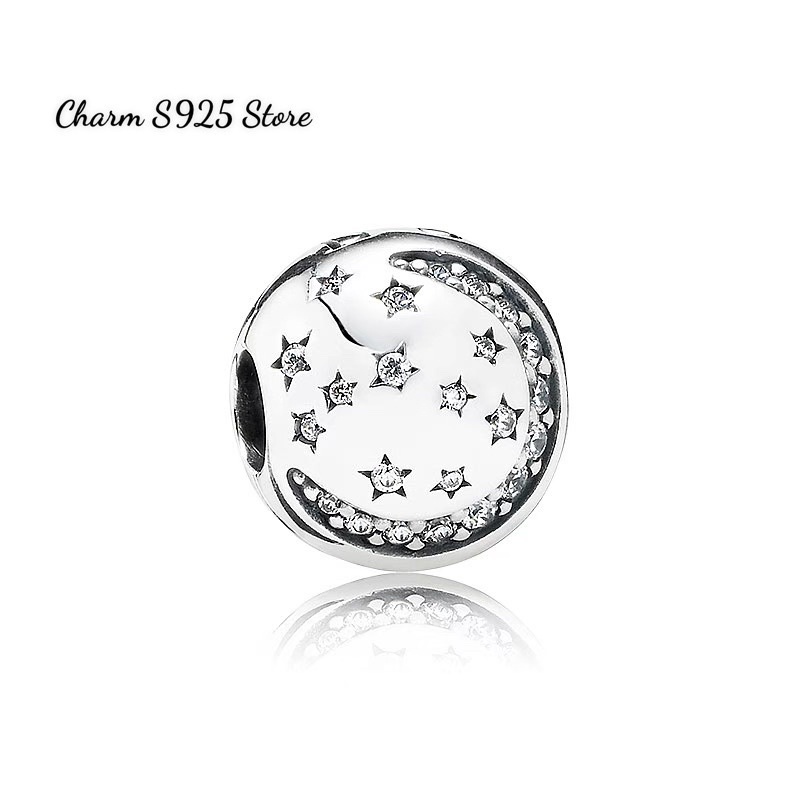 charm pan khoá chặn ngôi sao mặt trăng bạc s925