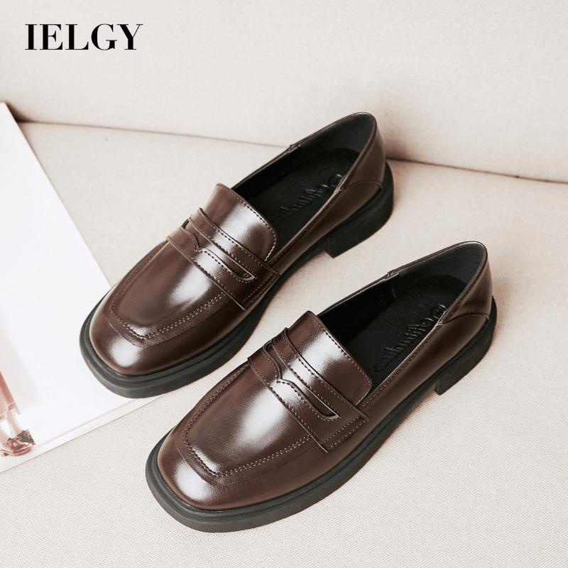 Giày lười IELGY mũi vuông đế mềm thoải mái phong cách Âu Mỹ thanh lịch