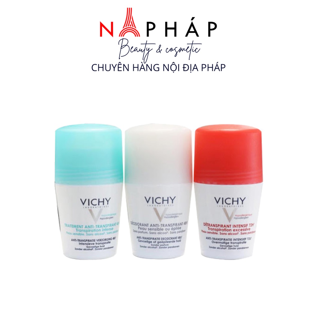 Lăn Nách Khử Mùi Vichy Pháp 50ml Ngăn Mồ Hôi, Khô Thoáng, Không Vàng Áo đến 72h - NA PHÁP