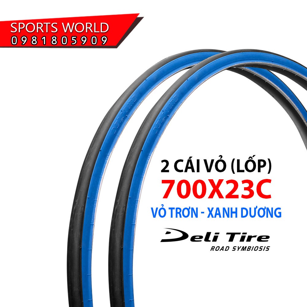 2 cái vỏ xe đạp 700x23 (23-622) vỏ trơn SA-205 DELI-TIRE lốp xe đạp