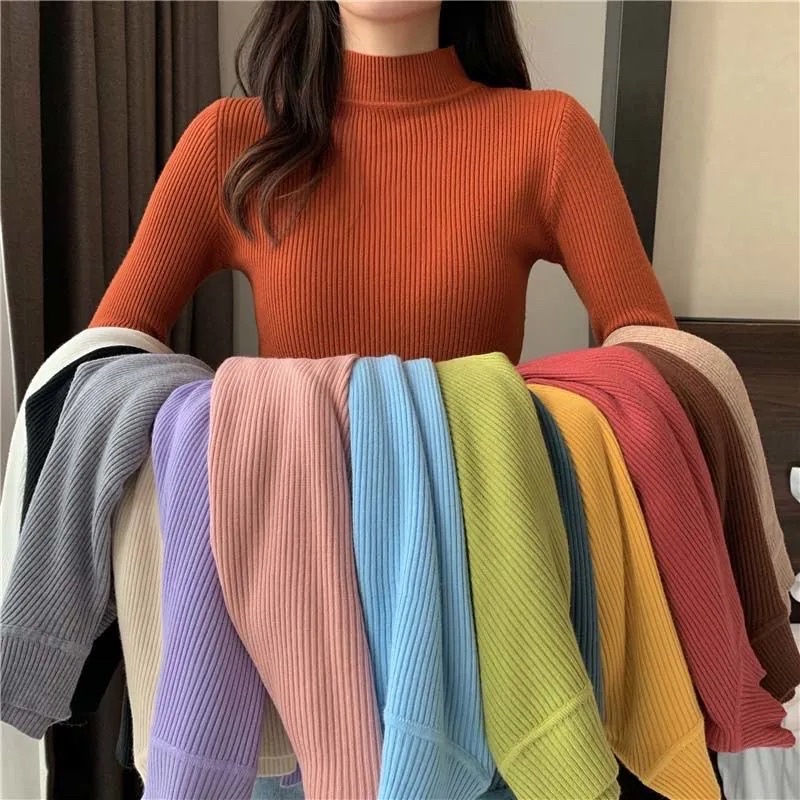 Áo Len Nữ Cổ 3 Phân Nhiều Màu, Áo Len Giữ Nhiệt Chất Len Tăm Cao Cổ, Cổ Lọ Dài Tay Loại 1 Mềm Mịn Co Dãn Style Hàn Quốc | BigBuy360 - bigbuy360.vn