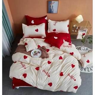Bộ Chăn Ga Gối Trái Tim Đỏ (có đủ set chăn phao và vỏ chăn)