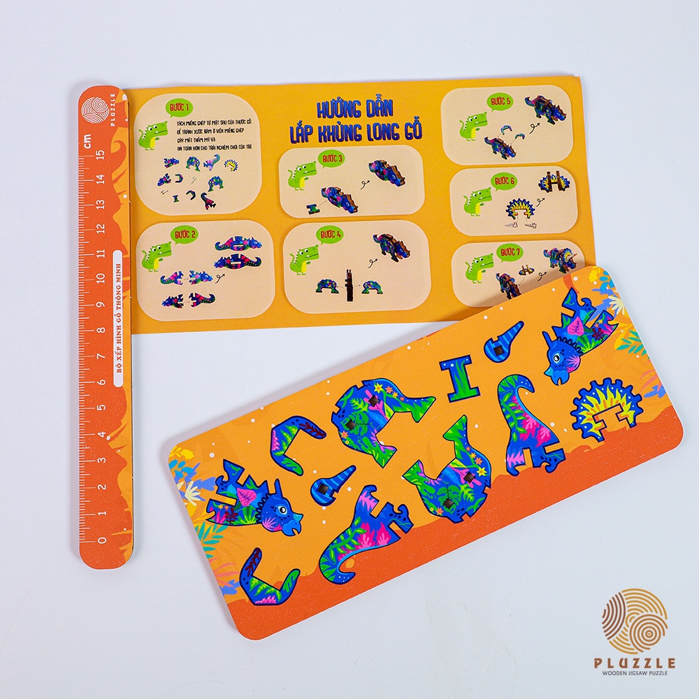 Thước Gỗ Xếp Hình Thông Minh 15cm 2 trong 1 vừa học vừa chơi cho Trẻ từ 5-10 Tuổi - RD01