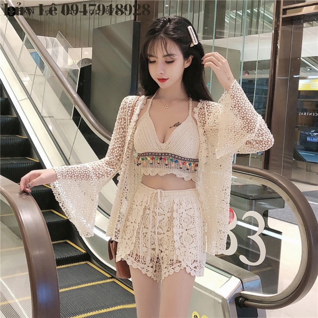 Bikini ren móc cao cấp HOT HIT kèm choàng CỰC XINH mã 8729