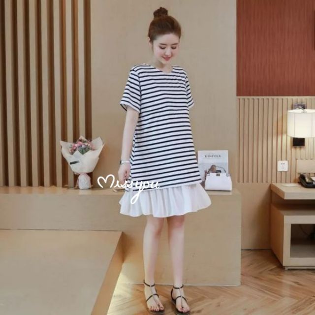 Đầm bầu phối viền xòe xinh xằn