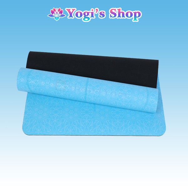 Thảm Yoga Định Tuyến Relax Cao Su Thiên Nhiên PU (Tặng Túi Đựng) | Thảm Hoa Văn Màu Xanh Dương, Bám Tốt, Chống Trượt