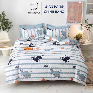 Bộ chăn ga gối vũ trụ MỊN DECOR cotton 3D mềm mịn thoáng mát