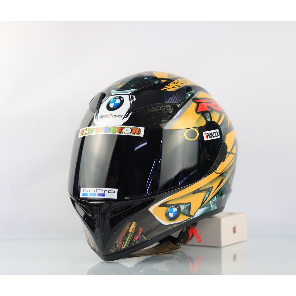 [FREESHIP] MŨ BẢO HIỂM FULLFACE ROC 1 KÍNH - ROYAL M138B LÊN TEM BMW VÀNG NEW 2020