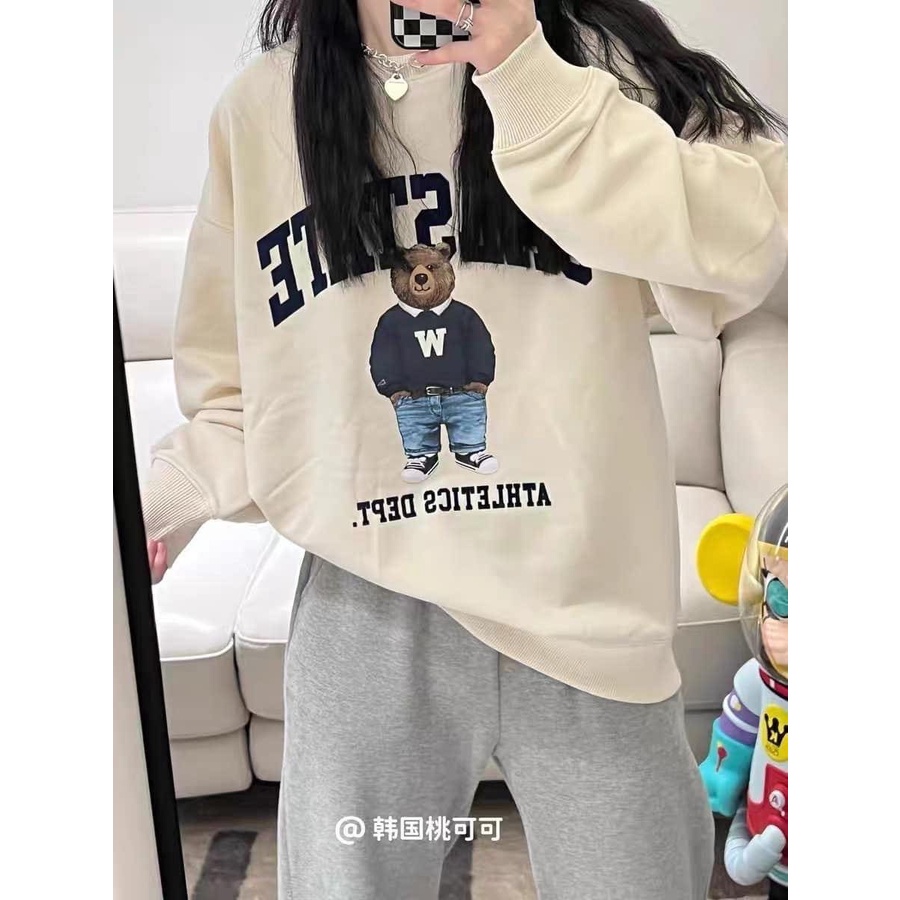 Áo sweater nữ form rộng polo nỉ WHO.AU