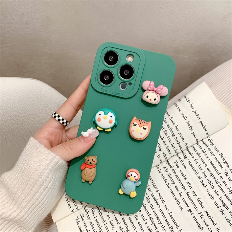 Ốp lưng điện thoại iphone gắn charm gấu 7plus x xsmax 11 11promax 12 12pro 12promax 13 13pro 13promax DT13