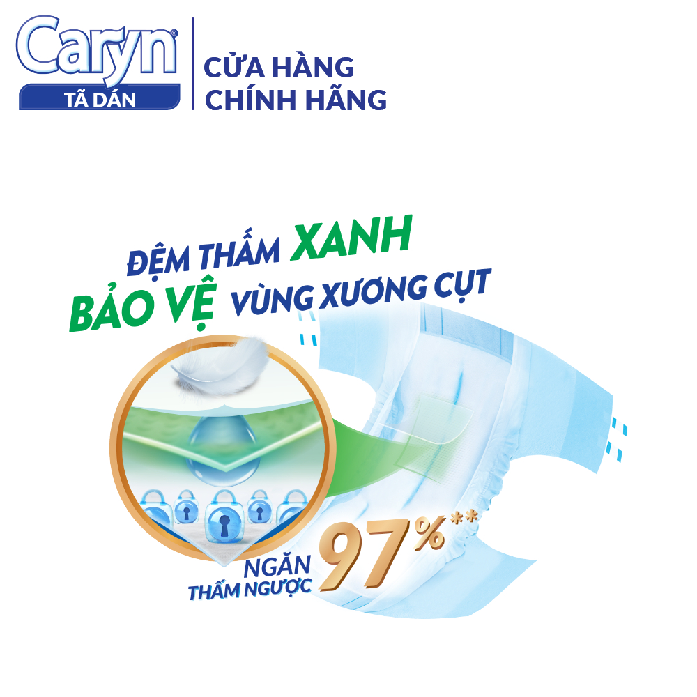 Tã/Bỉm dán người lớn siêu thấm Caryn dành cho người hạn chế khả năng đi lại Size M (10/20/40pcs)