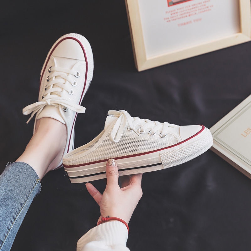 Giày Vải Canvas Phối Lưới Rỗng Thoáng Khí Thời Trang Mùa Hè 2022 Cho Nữ