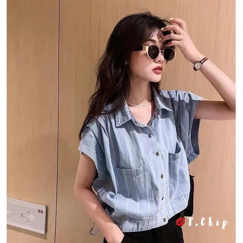 Áo sơmi jean dây buộc hàng QCL1