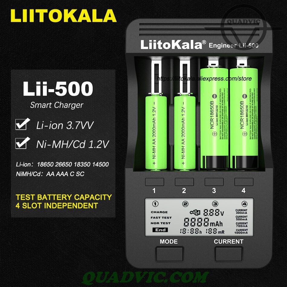 LiitoKala Lii-500 18650 Bộ sạc pin thông minh Ni-MH  BH 6 tháng QUADVIC.COM N00245