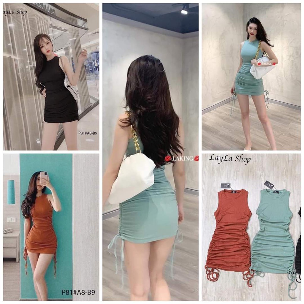 SIÊU XINH - Đầm body cộc tay rút dây