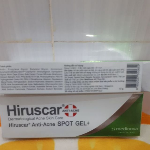 Gel ngăn ngừa mụn Hiruscar Anti-Acne Spot Gel: sạch mụn thêm tự tin ( 10g)