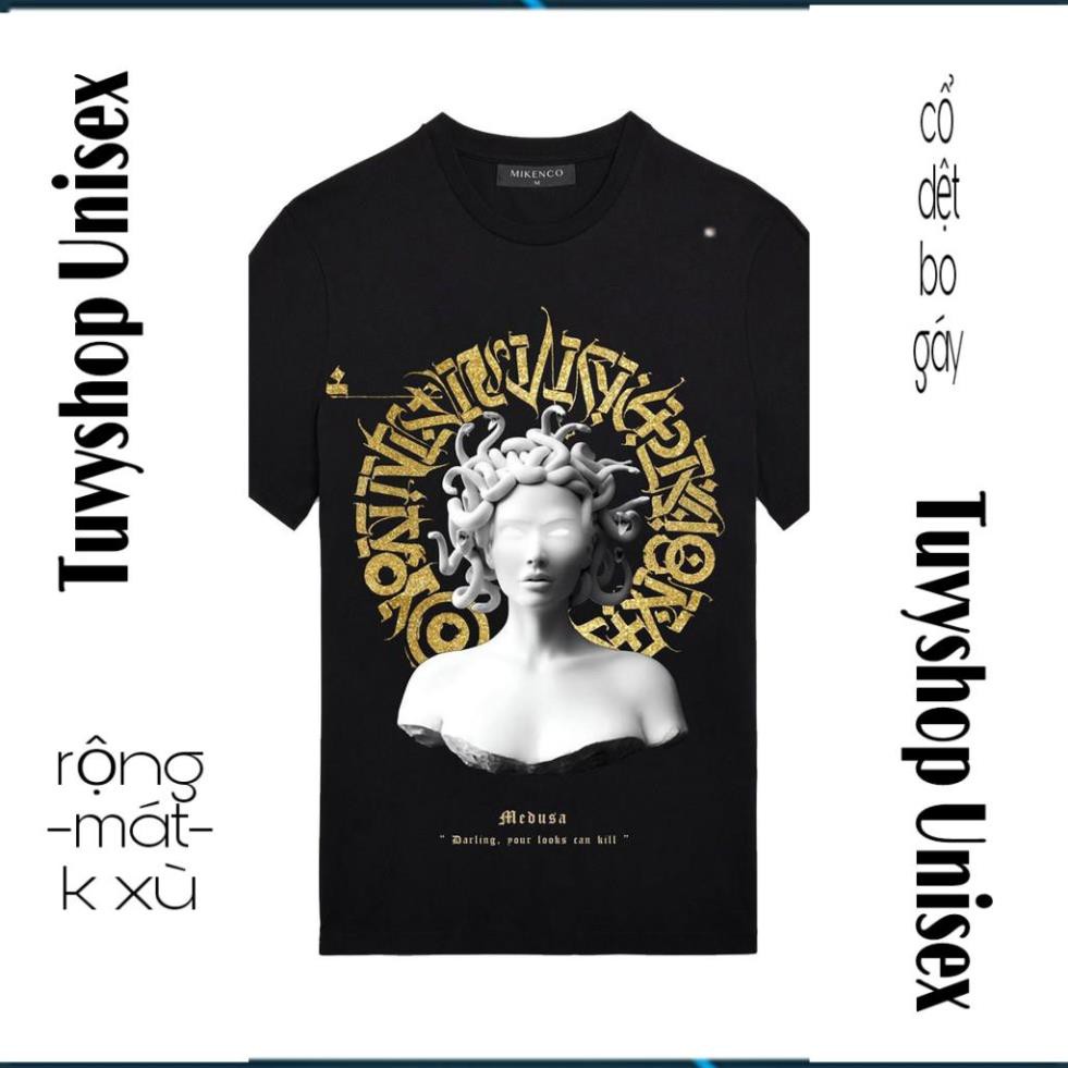 Áo thun Mikenco🔥FREESHIP🔥áo cotton in Medusa 5D đen form unisex nam nữ