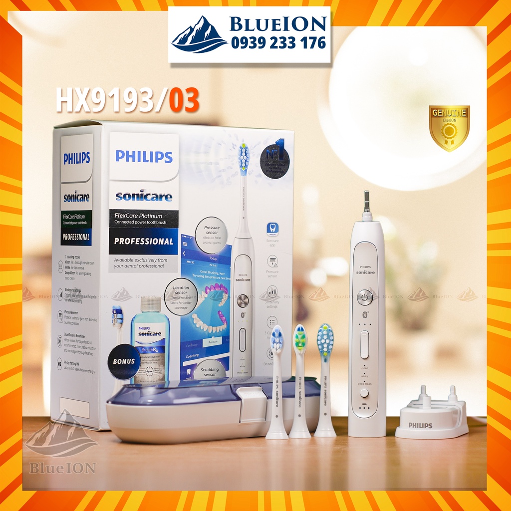 Bàn chải điện Philips Sonicare FlexCare Platinum Connected power toothbrush HX9193/03 (Hàng Mỹ)
