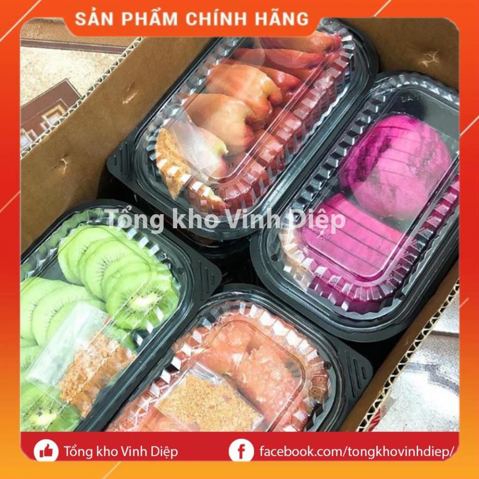 Combo 50 hộp nhựa đế đen đựng bánh, hoa quả dùng 1 lần - HT203