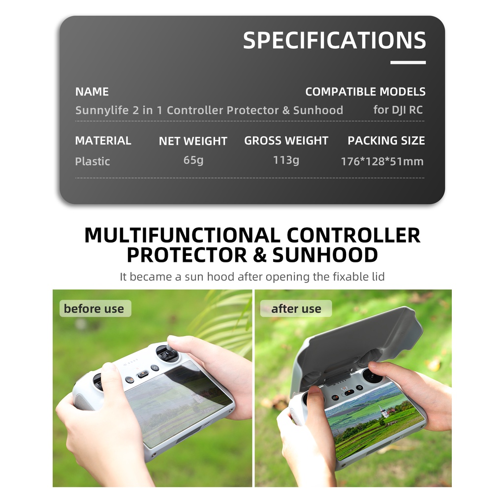 Sunnylife Tấm Bảo Vệ Chống Trầy Xước 2 Trong 1 Tấm Che Nắng Che Nắng Cho Dji Mini 3 Pro Miếng Dán Điều Khiển Bảo Vệ Màn Hình | Cici01