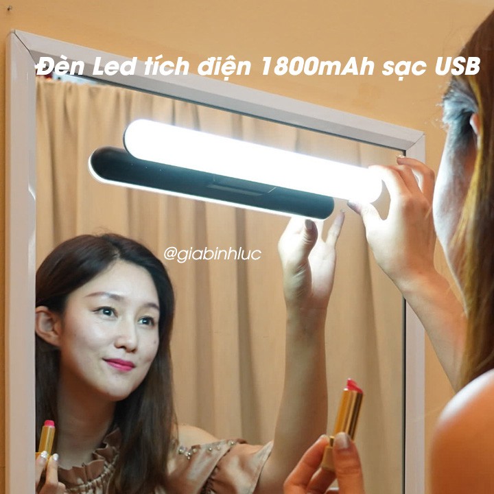 Đèn Led tích điện 1800mAh sạc USB dán tường gắn nam châm, để bàn học bàn làm việc tiện lợi 4 chế độ sáng cảm ứng 1 chạm
