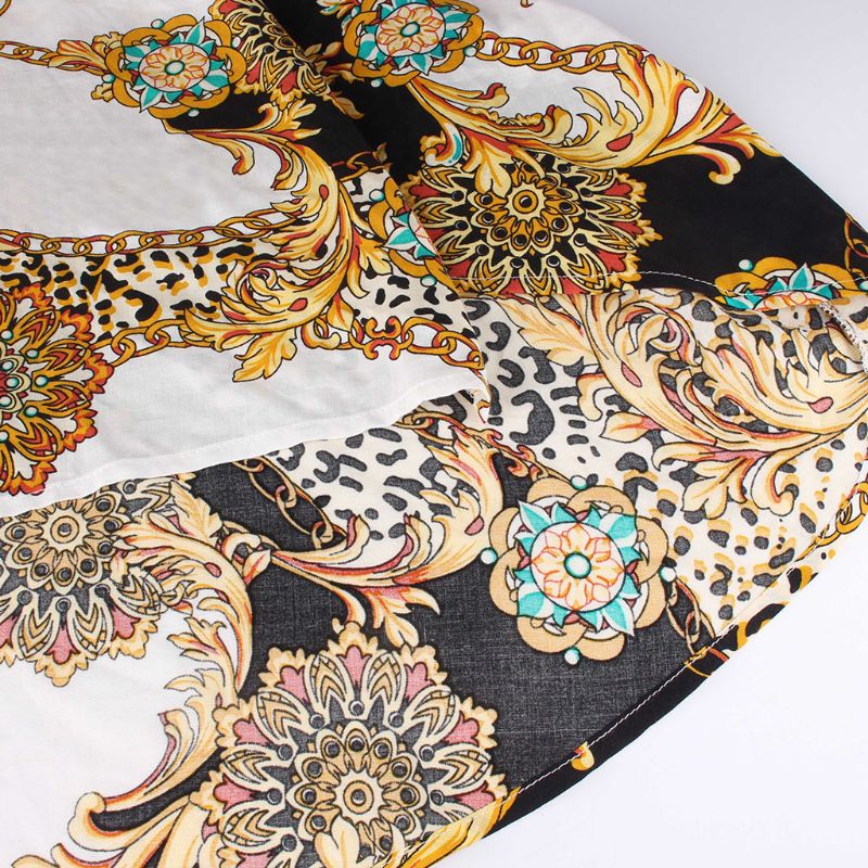 Đầm Cổ Chữ V In Họa Tiết Hoa Văn Dân Tộc Phong Cách Thời Trang Mùa Hè Có Size Lớn 3