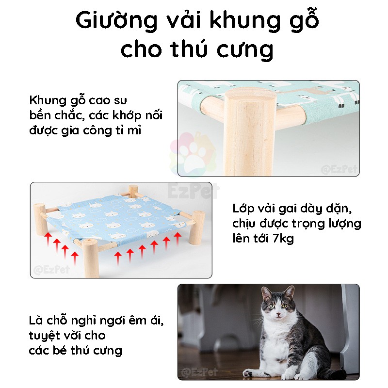 Giường cho mèo - Giường cho Chó (vải căng khung gỗ) EzPet