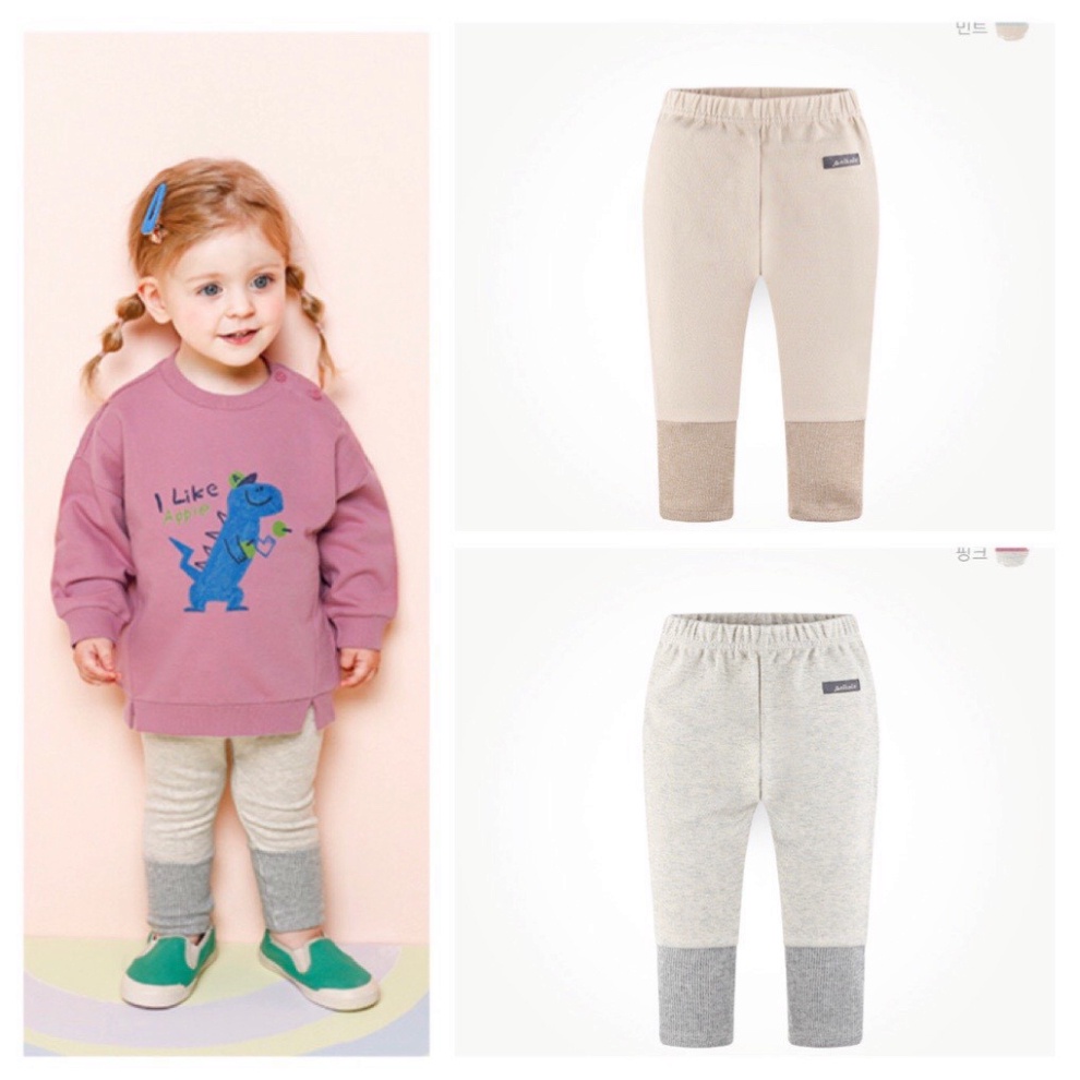 Quần legging bé trai bé gái phối gấu kẻ sọc