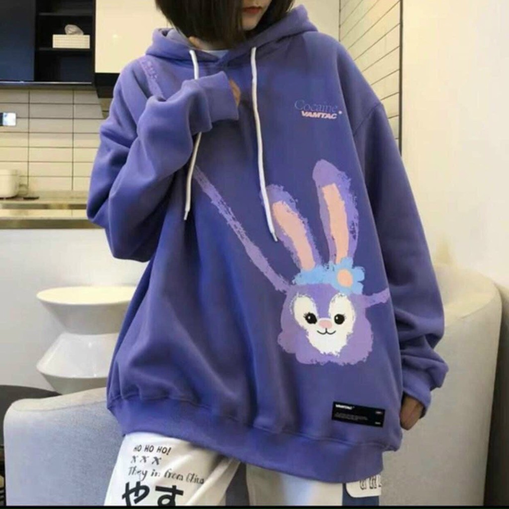 Áo khoác hoodie nỉ nam nữ form rộng XUKA SHOP in hình túi thỏ , phong cách unisex có 2 màu Trắng Tím | BigBuy360 - bigbuy360.vn