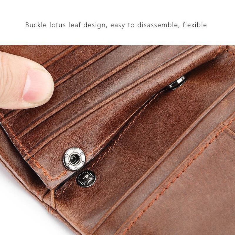 Youyo Ví Da Gập Đôi Đựng Thẻ Tín Dụng RFID Có Khóa Kéo Đôi Dành Cho Nam Doanh Nhân