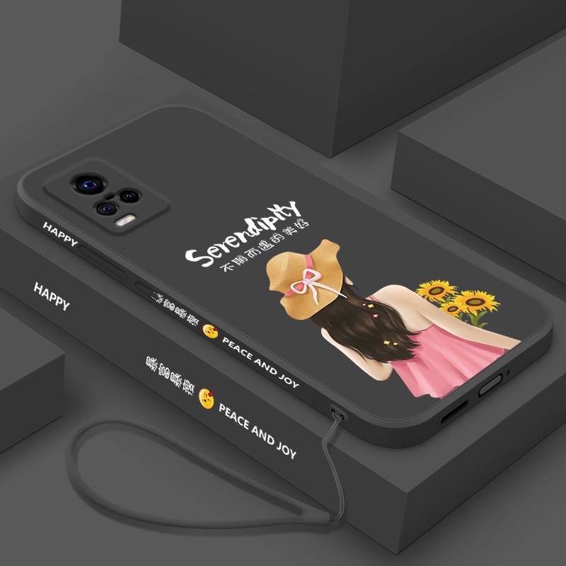 Ốp Điện Thoại Silicon Mềm Hình Nhân Vật Hoạt Hình Có Dây Đeo Cho vivo V23E 5G V21 5G V20 V20PRO V20SE