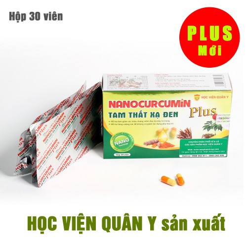 Nano Curcumin Tam thất xạ đen PLUS Học viện quân y - Hỗ trợ giảm viêm, đau dạ dày