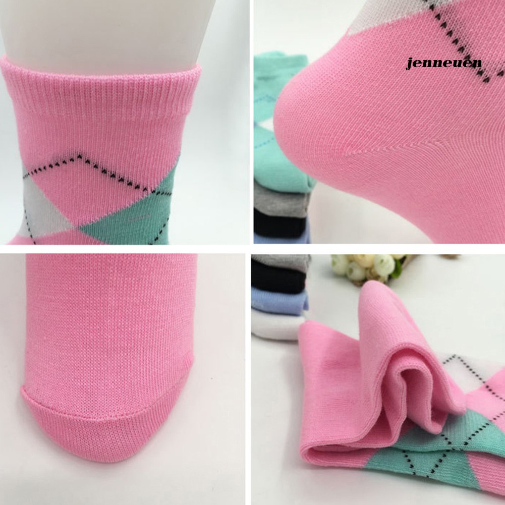 Set 5 Đôi Vớ Màu Trơn Họa Tiết Trái Tim Thời Trang Thu Đông Cho Nữ