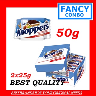 Bánh xốp Knoppers phủ socola & nhân hạt dẻ sản xuất tại Đức 50g