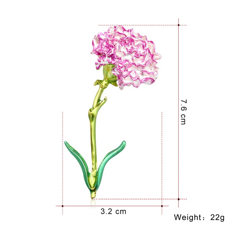 Trâm Cài Áo Hình Hoa Cẩm Chướng Lớn Tráng Men Màu Hồng Và Xanh Dương Cho Nữ