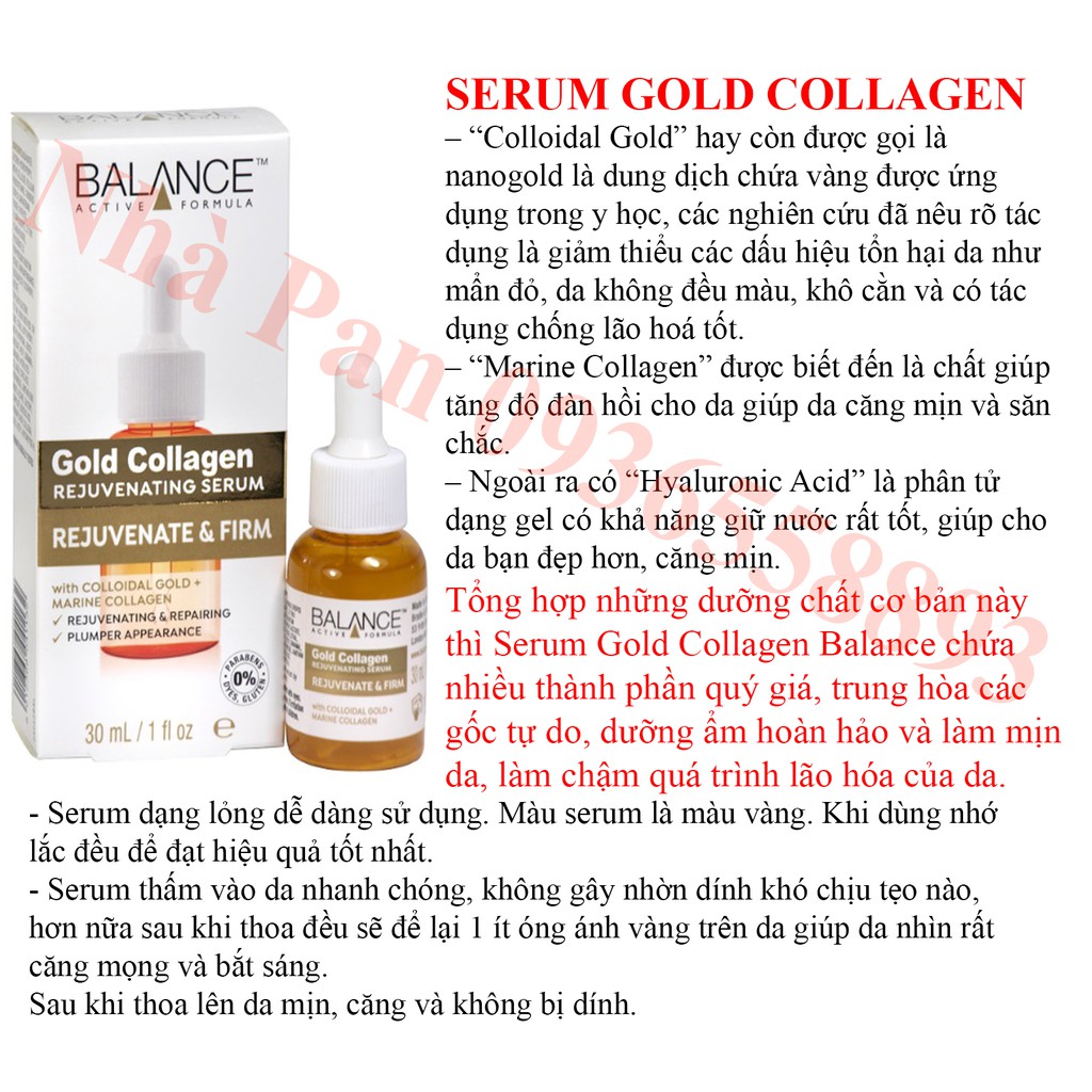 Serum Balance Gold Collagen - Tinh chất vàng 30ml