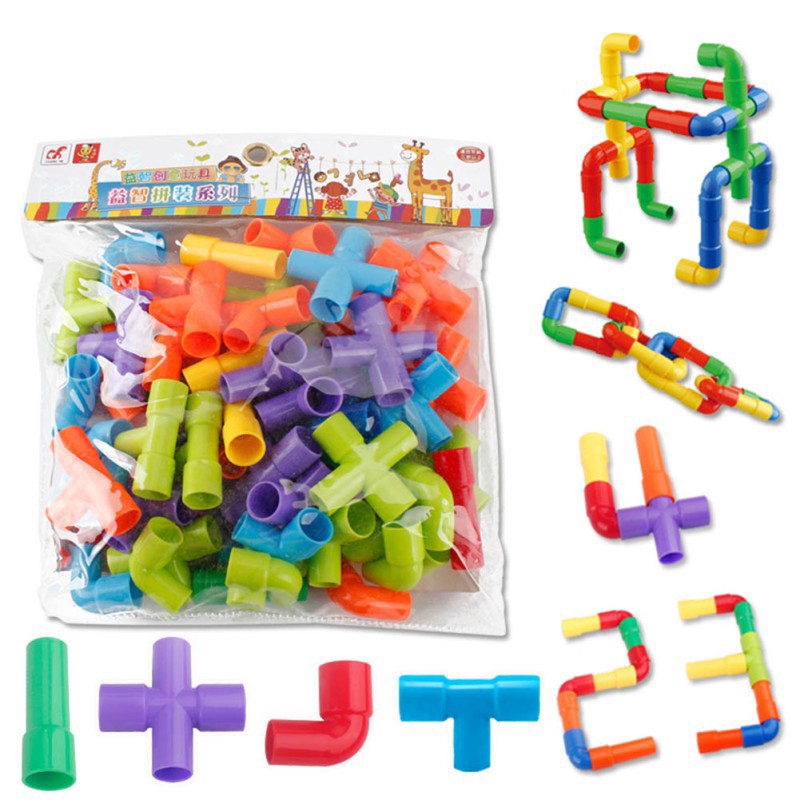 Set 42 Khối Lắp Ghép Ống Nước Bằng Nhựa Cho Bé DIY