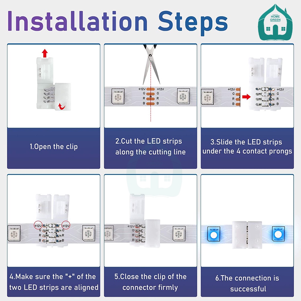 Khớp nối nhanh 4 chân 10mm không hàn dạng kẹp cho dây đèn LED 5050 RGB