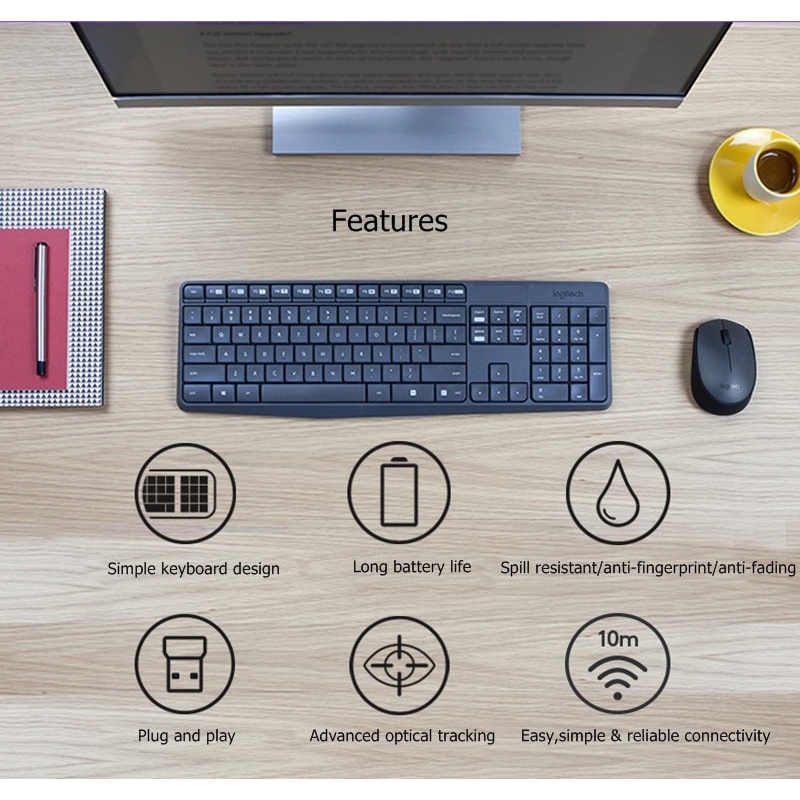 Tổ hợp bàn phím và chuột không dây Logitech MK235 dành cho game thủ USB đa phương tiện 2.4Ghz