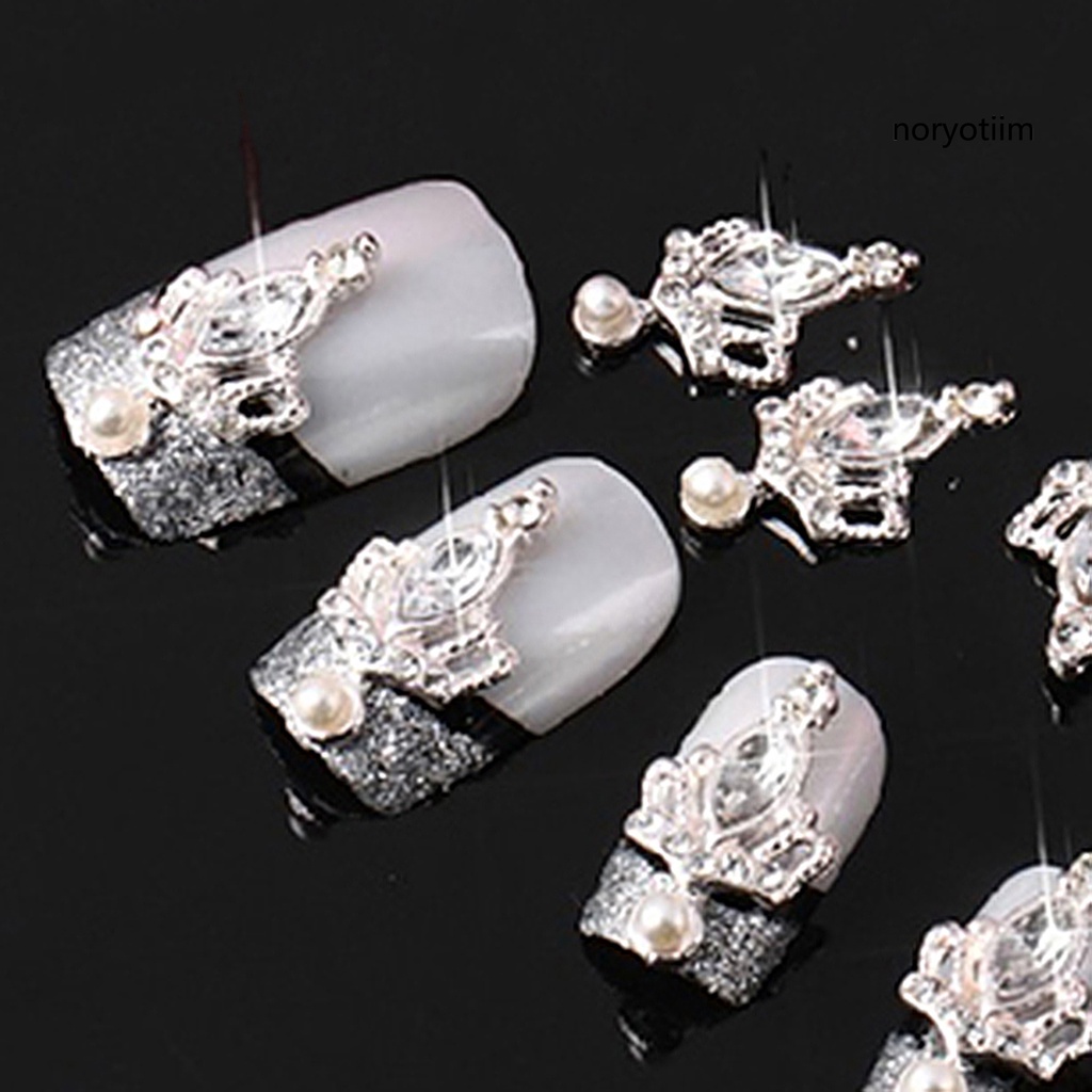 10 hộp đá đính trang trí móng tay hình vương miện 3D thời trang