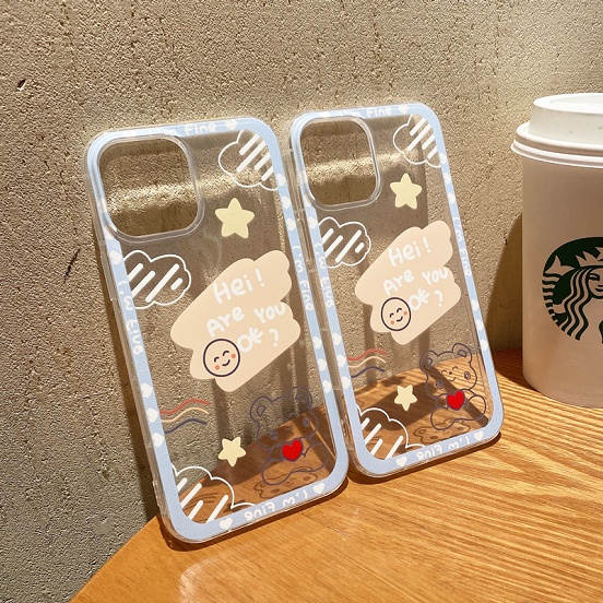 Casing Realme C11 2020 C20 2021 C15 C17 7i C21 C21Y C25Y C1 C2 2 U1 3 5 5i 5s 6 7 8 4G 5G X Xt X50 Pro Narzo Cute Bear Tpu Shockproof Clear Soft Phone Case Full Back Cover HLE 02