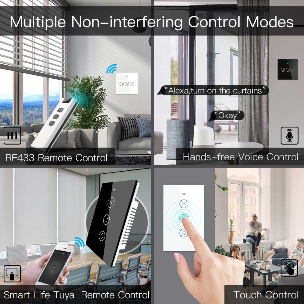 Mooes Công Tắc Rèm Cửa Cảm Ứng Thông Minh eu wifi rf433 Điều Khiển Từ Xa Bằng Ứng Dụng Điện Thoại alexa google home