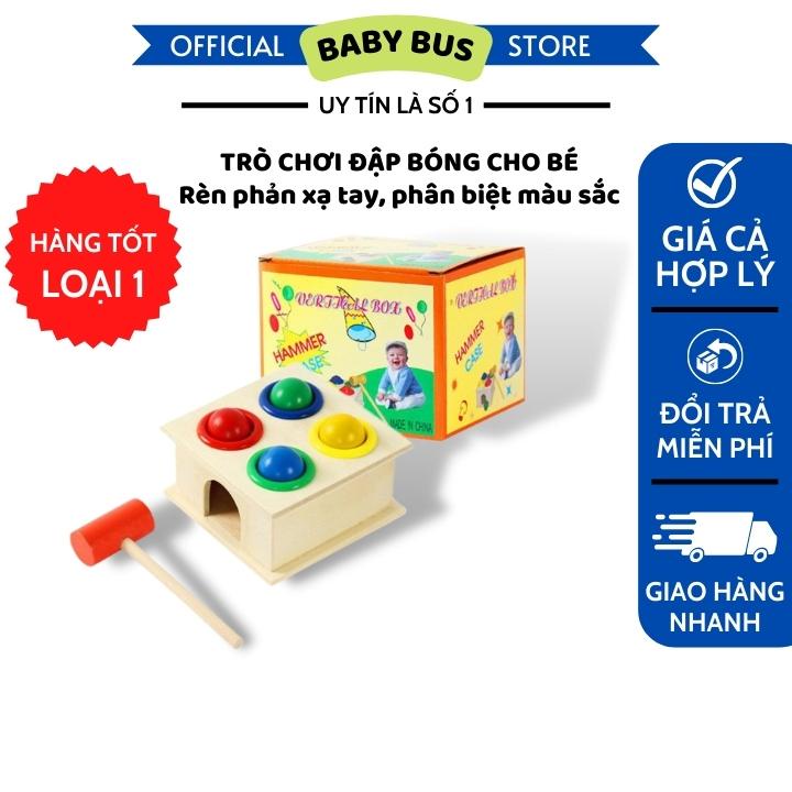 Đồ chơi thông minh - Hộp đập bóng tròn bằng búa gỗ, chơi vận động phân biệt màu cơ bản vui nhộn