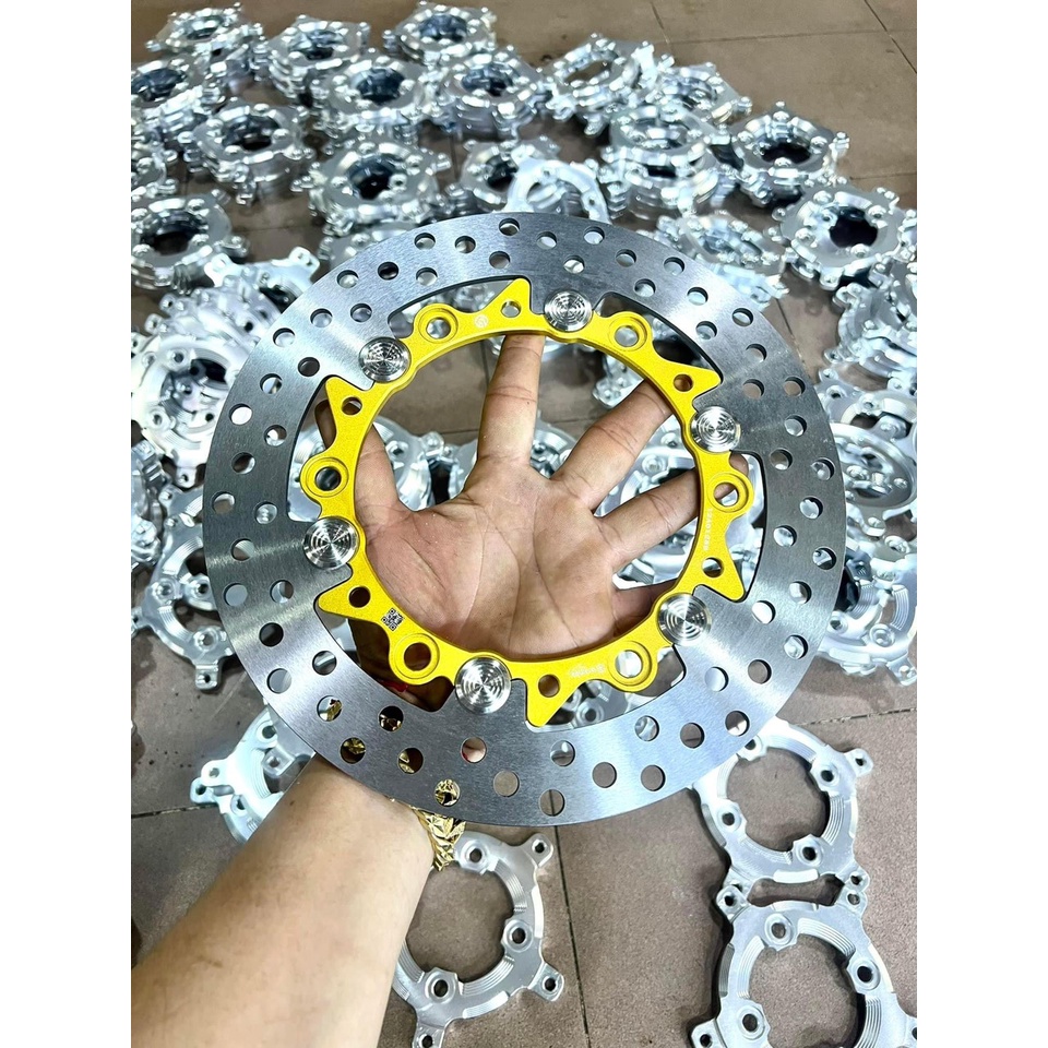 MÀU VÀNG SIÊU ĐẸP - Đĩa Thắng Trước WINNER Khoen INOX 304 6 lỗ size ZIN 260mm, lắp đặt như ZIN, lên màu đẹp