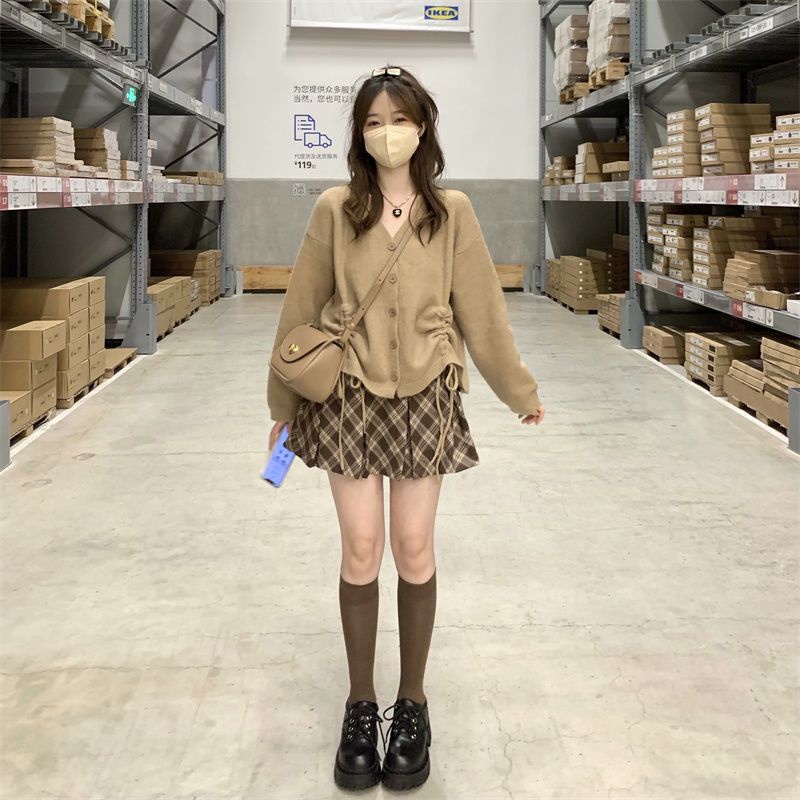 Set áo len dây rút kèm chân váy Miki 100% ảnh thật