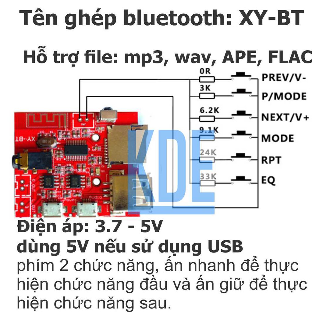 MODULE MP3 bluetooth 4.1 U15 hỗ trợ microUSB, USB kde3263