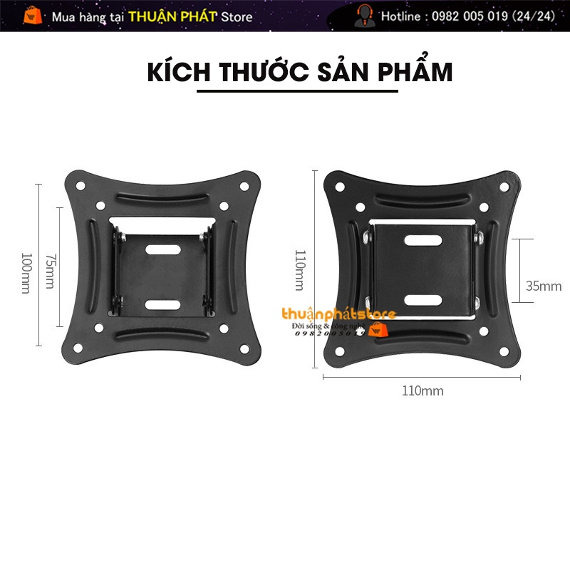 Giá Treo Màn Hình 17 - 27 (Upto 32Inch) Model C12 / Cách Tường 3,5 Cm  - Tùy Chỉnh Góc Nghiêng Xuống 10 Độ